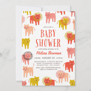 Little Lions Desert Warm Baby shower Invitation Kaart