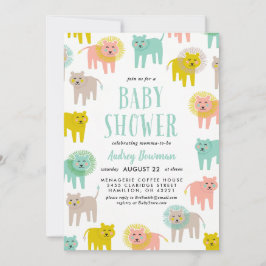 Little Lions Gender Neutral Baby shower Invitation Kaart