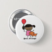 Little Little Girl en her Dog Custom Text Ronde Button 5,7 Cm (Voorkant /achterkant)