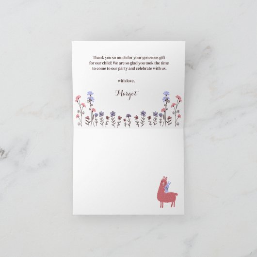 Little llama Bunny Baby shower Wild bedankt (Binnen)