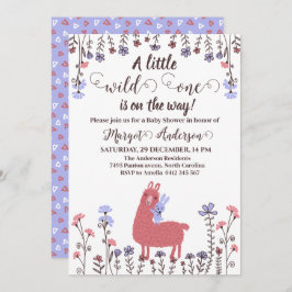 Little llama Bunny Baby shower Wild One Kaart