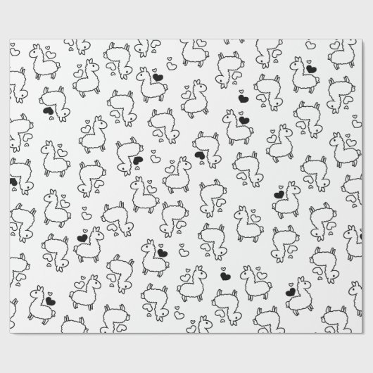 Little Llama Silhouette Madness Cadeaupapier (Vlak)