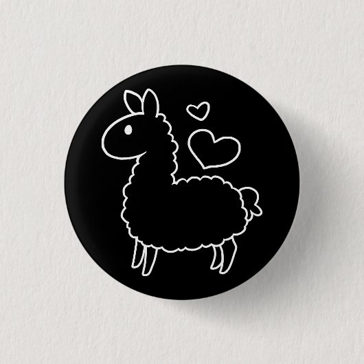 Little Llama Silhouette Ronde Button 3,2 Cm (Voorkant)