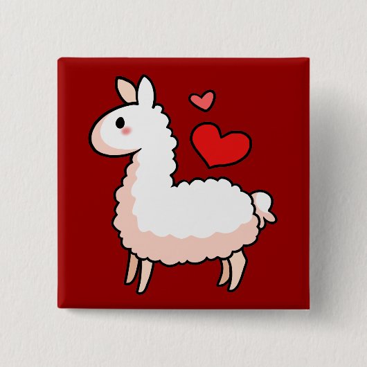 Little Llama Vierkante Button 5,1 Cm (Voorkant)