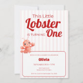 Little Lobster 1st Birthday Invitation Kaart (Voorkant)