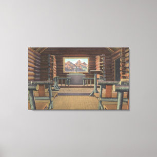 Little Log Church in het Uitzicht Snake River Canvas Afdruk