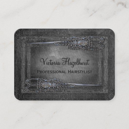 Little London Double Scissors Round hairstylist Visitekaartje (Voorkant)