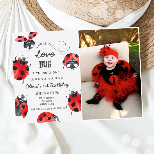 Little Love Bug 1st Birthday Party Foto Kaart