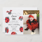 Little Love Bug 1st Birthday Party Foto Kaart (Voorkant)