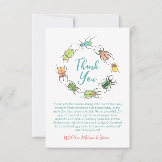 Little Love Bug Baby shower Bedankkaart (Voorkant)
