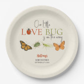 Little Love Bug Baby shower Butterfly Papieren Bordje (Voorkant)