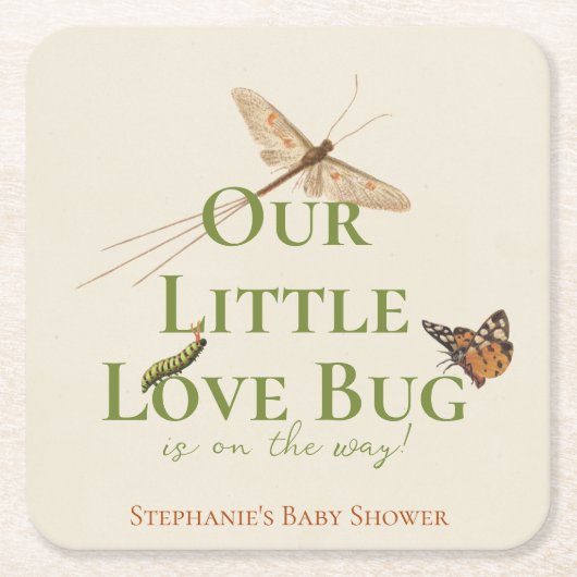 Little Love Bug Baby shower Gender Neutral Kartonnen Onderzetters (Voorkant)