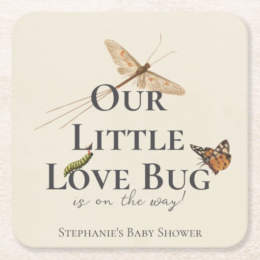 Little Love Bug Baby shower Gender Neutral Kartonnen Onderzetters (Voorkant)
