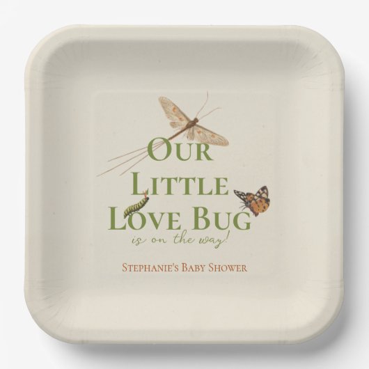 Little Love Bug Baby shower Gender Neutral Papieren Bordje (Voorkant)