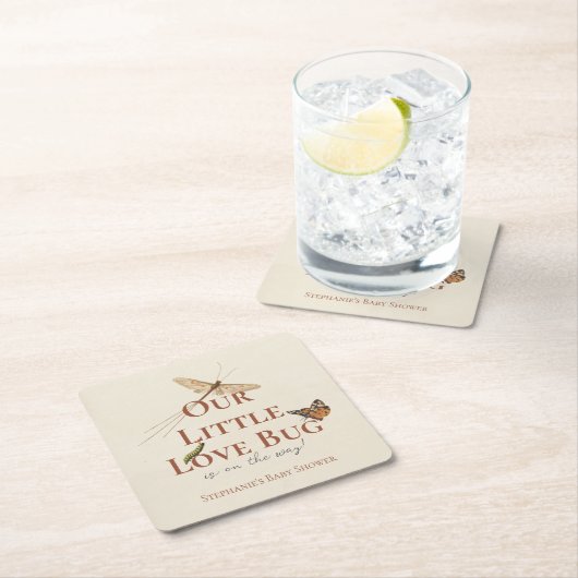 Little Love Bug Baby shower Kartonnen Onderzetters (Insitu)