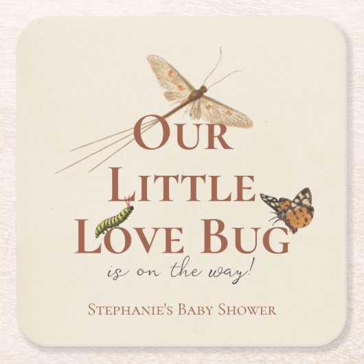 Little Love Bug Baby shower Kartonnen Onderzetters (Voorkant)