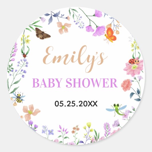 Little Love Bug Baby Shower Ronde Sticker (Voorkant)