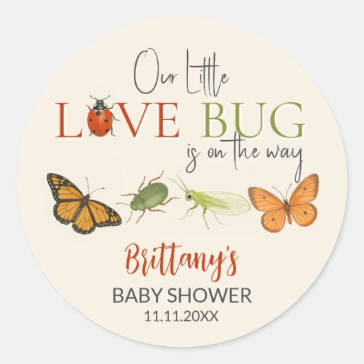 Little Love Bug Baby Shower Sticker (Voorkant)