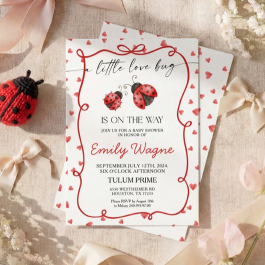 Little Love Bug Baby Shower Uitnodiging