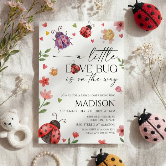 Little Love Bug Baby Shower Uitnodiging