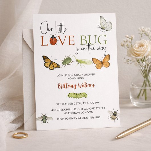 Little Love Bug Baby Shower Vlinder Kaart