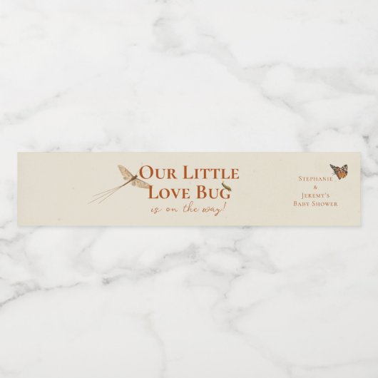 Little Love Bug Baby shower Waterfles Etiket (Enkel label)