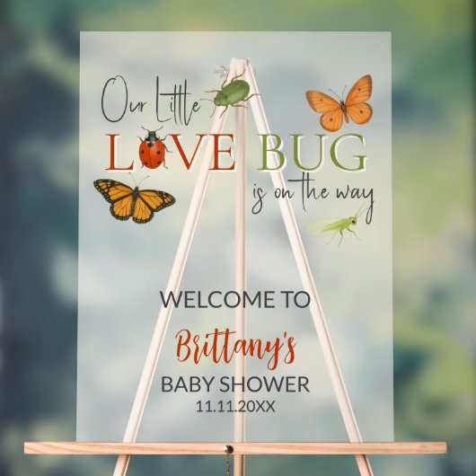 Little Love Bug Baby Shower Welcome Acryl Bord (Neutraal)