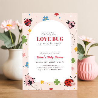 Little Love Bug Bloemenmeisje Baby Shower Kaart