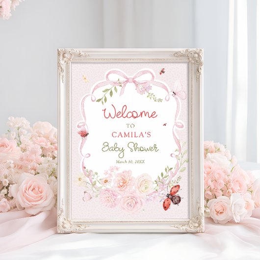 Little Love Bug Bloom Baby Shower Welkom  Poster