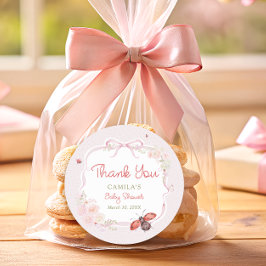 Little Love Bug Bloom Pink Baby Shower Thank you Ronde Sticker