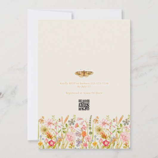 Little Love Bug Butterfly Boho Baby shower Kaart (Achterkant)