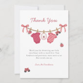 Little Love Bug Clothesline Baby Shower Bedankkaart (Voorkant)