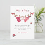 Little Love Bug Clothesline Baby Shower Bedankkaart (Staand voorkant)
