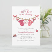 Little Love Bug Clothesline Baby Shower Kaart (Staand voorkant)