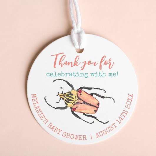Little Love Bug Dank u Baby shower Pink Beetle Bedankjes Labels