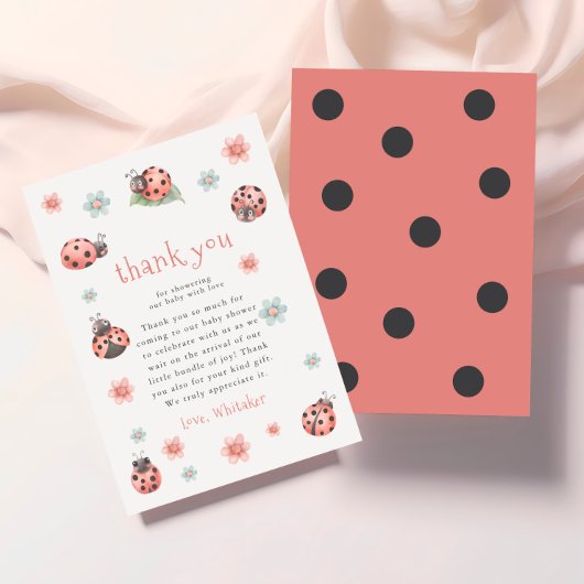 Little Love Bug Floral Girl Baby shower Bedankkaart