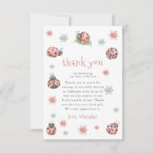 Little Love Bug Floral Girl Baby shower Bedankkaart (Voorkant)