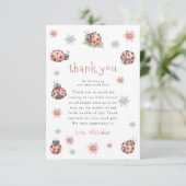 Little Love Bug Floral Girl Baby shower Bedankkaart (Staand voorkant)