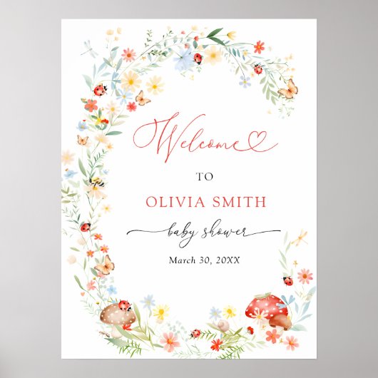 Little Love Bug Garden Baby shower Welkom Poster (Voorkant)