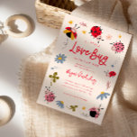 Little Love Bug Girl Baby shower Kaart<br><div class="desc">Schattige baby shower uitnodigingskaart voor meisjes met afbeeldingen van lieveheersbeestjes,  bloemen en sterren. De tekst zegt: "Een klein liefdesbeestje is onderweg."</div>