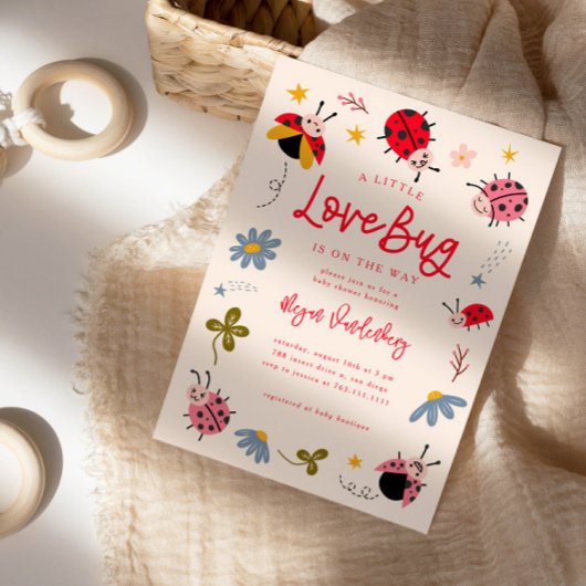 Little Love Bug Girl Baby shower Kaart