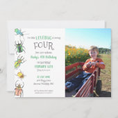 Little Love Bug Kinder 4th Birthday Invitation Kaart (Voorkant)