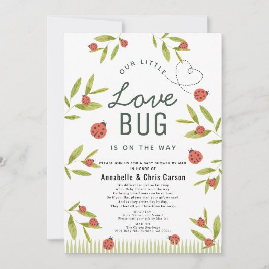 Little Love Bug Ladybug Baby shower by Mail Kaart (Voorkant)