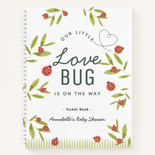 Little Love Bug Ladybug Baby Shower Guest Book Notitieboek (Voorkant)