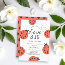 Little Love Bug Ladybug Baby shower Invitation