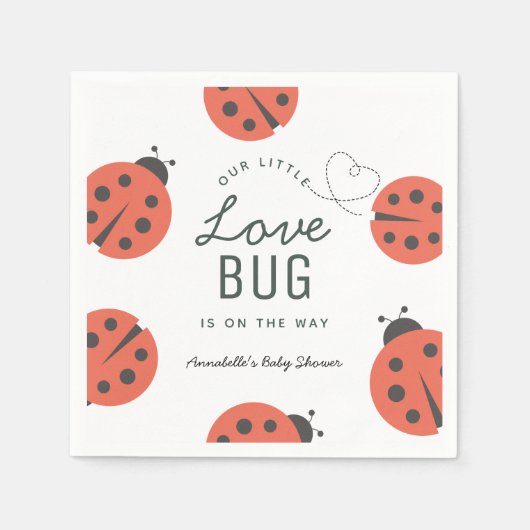 Little Love Bug Ladybug Baby shower Napkins Servet (Voorkant)
