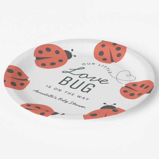 Little Love Bug Ladybug Baby shower Papieren Bordje (Gekanteld)
