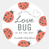 Little Love Bug Ladybug Baby shower Ronde Sticker (Voorkant)