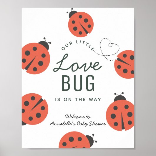 Little Love Bug Ladybug Baby shower Welcome Poster (Voorkant)