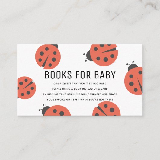 Little Love Bug Ladybug Books for Baby shower Encl Informatiekaartje (Voorkant)